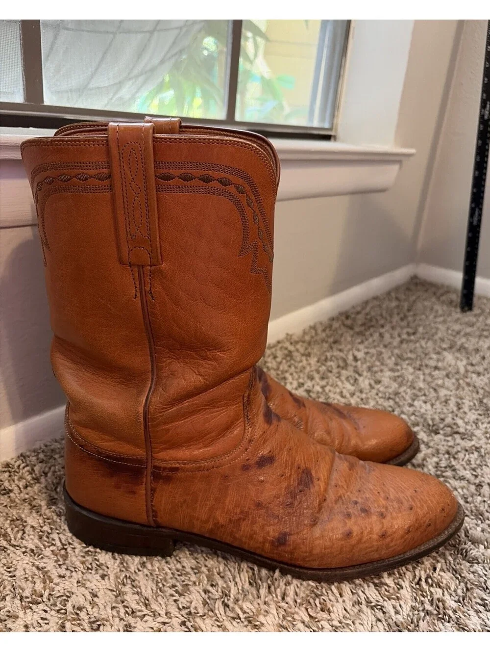 Lucchese 2000 Roper Boots Men’s Size 12 B Brown Leather Pull On Cowboy Western